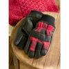 New 👍 Vermont Country Store Men's Buffalo Check Leather And Wool Work Gloves Black 🤩