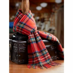 Brand new ❤️ Vermont Country Store Irish Plaid Lambswool Scarf For Men And 👩 Women 🔔
