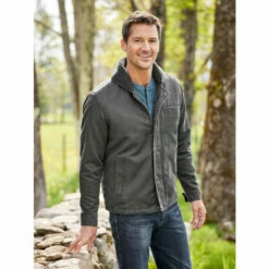 Cheap ๐ Orton Brothers Sherpa-Lined Microsuede Jacket Charcoal โจ