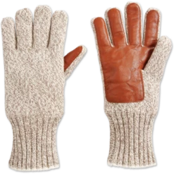 Coupon 💯 Vermont Country Store Men's And 👩 Women's Ragg Gloves With Leather Trim Oatmeal 👍