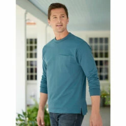 Hot Sale 🌟 Orton Brothers Long-Sleeve Cotton T-Shirt Navy ⌛