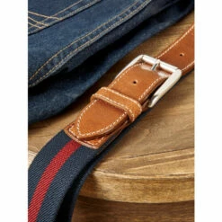 Best reviews of 🎉 Vermont Country Store Men's ClubStripe Stretch Web Belt Khaki And Navy ❤️