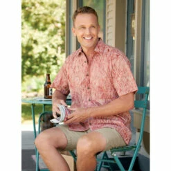 Flash Sale 🛒 Orton Brothers Short-Sleeve Cotton Batik Camp 👚 Shirt Rust 🎉