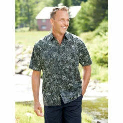 Wholesale 🎉 Vermont Country Store Men's Portuguese Cotton Flannel 54 Inch Nightshirt Black ⌚ Watch Plaid ⭐