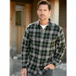 Best Sale 🧨 The Vermont Country Store Orton Brothers Midweight Flannel 👕 Shirt 👍