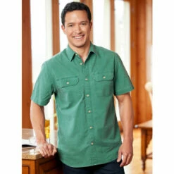 Deals 👍 Orton Brothers Solid Washed-Canvas Short-Sleeve 👕 Shirt Weathered Blue 🎉 -Cheap Mens Clothing Shop unnamed file 372