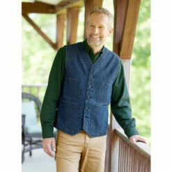 Coupon ๐ฏ Orton Brothers Multi-Pocket Denim Vest Blue ๐