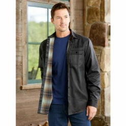 Best Sale 😉 Orton Brothers Flannel-Lined Microsuede 👚 Shirt Jacket Charcoal 👍 -Cheap Mens Clothing Shop unnamed file 391