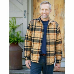 Buy ✨ Orton Brothers Quilted Flannel 👕 Shirt Jacket Khaki/black Plaid 👏