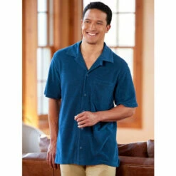 Budget 🧨 Orton Brothers Lakeside Terry-Cloth 👚 Shirt Navy 😍