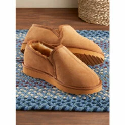 Best Pirce ⌛ Vermont Country Store Men's Sheepskin Double-Gore Slippers Chestnut 🥰 -Cheap Mens Clothing Shop unnamed file 466