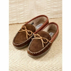 Discount ✨ Vermont Country Store Men's Two-Tone Suede Moccasin Dark Brown ⭐ -Cheap Mens Clothing Shop unnamed file 470