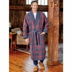 New ⭐ Vermont Country Store Men's Double-Comfort Portuguese Flannel Robe Black ⌚ Watch/green Plaid 🌟 -Cheap Mens Clothing Shop unnamed file 487