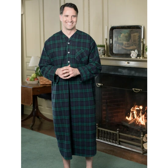 Wholesale 🎉 Vermont Country Store Men's Portuguese Cotton Flannel 54 Inch Nightshirt Black ⌚ Watch Plaid ⭐ 2 Wholesale 🎉 Vermont Country Store Men's Portuguese Cotton Flannel 54 Inch Nightshirt Black ⌚ Watch Plaid ⭐ - Image 2