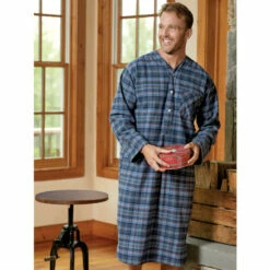 New 😉 Orton Brothers Men's Orton Family Plaid Portuguese Flannel Nightshirt Orton Plaid ✔️