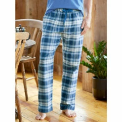 Cheap ⭐ Vermont Country Store Men's Portuguese Cotton Flannel Sleep Pants Denim Plaid ⭐