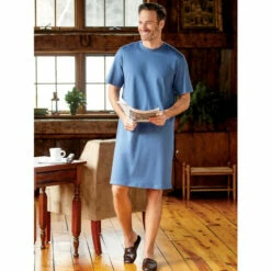 Best deal 😉 Vermont Country Store Men's And 👩 Women's Cotton-Knit Crewneck Short-Sleeve Sleepshirt Gray 🧨 -Cheap Mens Clothing Shop unnamed file 509