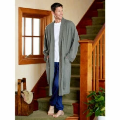 Cheap ๐งจ Vermont Country Store Men's And ๐ฉ Women's Cotton Knit Wrap Robe Blue ๐