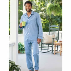 Coupon 🎉 Vermont Country Store Men's True Blue Cotton Pajamas ✔️
