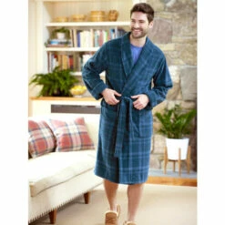 Best reviews of ๐ฅ Vermont Country Store Men's Plush Plaid Fleece Robe Navy โ
