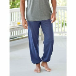 Best Pirce 🥰 Vermont Country Store Men's And 👩 Women's Cotton-Knit Elastic-Cuff Sleep Pants Navy 🔔 -Cheap Mens Clothing Shop unnamed file 531