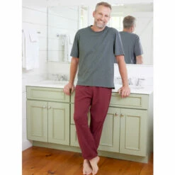 Best Pirce 🥰 Vermont Country Store Men's And 👩 Women's Cotton-Knit Elastic-Cuff Sleep Pants Navy 🔔 -Cheap Mens Clothing Shop unnamed file 533