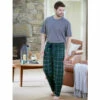 Best Pirce 👍 Vermont Country Store Men's Silky Fleece Sleep Pant Green & Navy Plaid 🔔