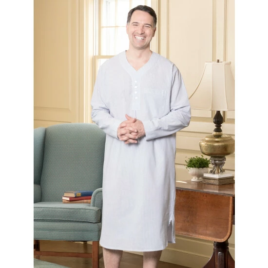 Best deal ✔️ Vermont Country Store Men's Cotton Broadcloth Nightshirt Blue 🔥 2 Best deal ✔️ Vermont Country Store Men's Cotton Broadcloth Nightshirt Blue 🔥 - Image 2
