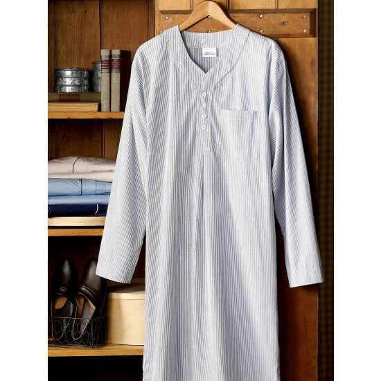 Best deal ✔️ Vermont Country Store Men's Cotton Broadcloth Nightshirt Blue 🔥 4 Best deal ✔️ Vermont Country Store Men's Cotton Broadcloth Nightshirt Blue 🔥 - Image 4