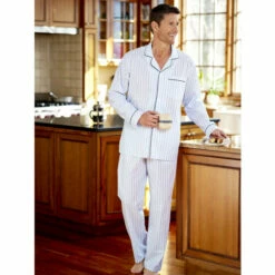 Deals โจ Vermont Country Store Ultralight Cotton Voile Pajamas Blue Stripe ๐