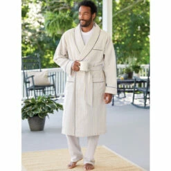 Best Pirce 🔥 Vermont Country Store Men's Striped Cotton Seersucker Robe Red ⭐ -Cheap Mens Clothing Shop unnamed file 552