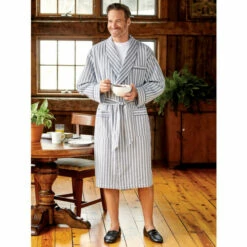 Best Pirce 🔥 Vermont Country Store Men's Striped Cotton Seersucker Robe Red ⭐ -Cheap Mens Clothing Shop unnamed file 553