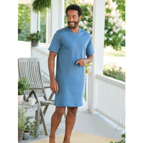 Budget ๐ Vermont Country Store Men's And ๐ฉ Women's Cotton-Knit V-Neck Short-Sleeve Sleepshirt Gray ๐งจ 5 Budget ๐ Vermont Country Store Men's And ๐ฉ Women's Cotton-Knit V-Neck Short-Sleeve Sleepshirt Gray ๐งจ - Image 5