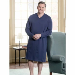 Best reviews of 🧨 Vermont Country Store Men's And 👩 Women's Cotton-Knit V-Neck Long-Sleeve Sleepshirt Blue 🔥 -Cheap Mens Clothing Shop unnamed file 569